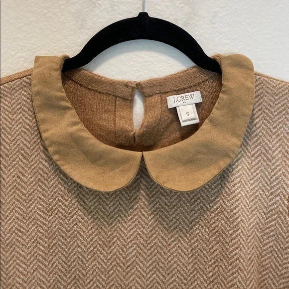 J. Crew Women's Sweater Merino Wool Blend with Suede Collar Size: S - Picture 2 of 7
